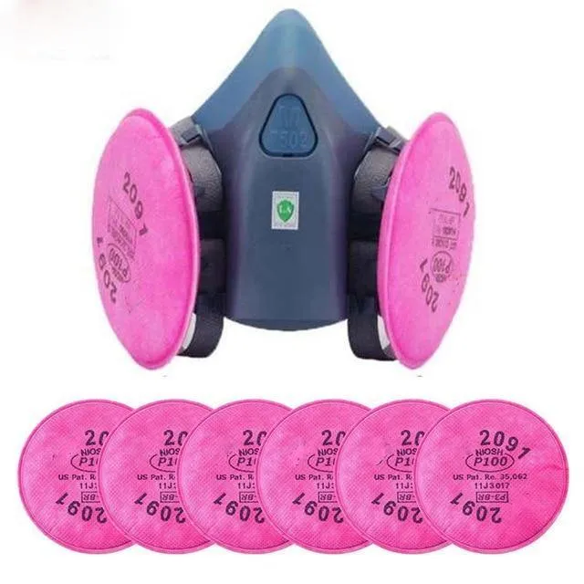 7 In 1 Anzug SPray Paint Staubmaske Atemschutzmaske für 3M 7502 2091 P100 Industrie Staubschutzmaske Fliters