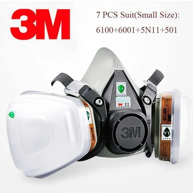 3M 6000-Serie Atemschutzmasken-Halbmaske 6100 / 6200 / 6300 6001-Gaskartuschen 7IN1-Set Zum Sprühen gegen organische Dämpfe