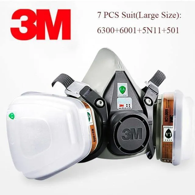 3M 6000-Serie Atemschutzmasken-Halbmaske 6100 / 6200 / 6300 6001-Gaskartuschen 7IN1-Set Zum Sprühen gegen organische Dämpfe