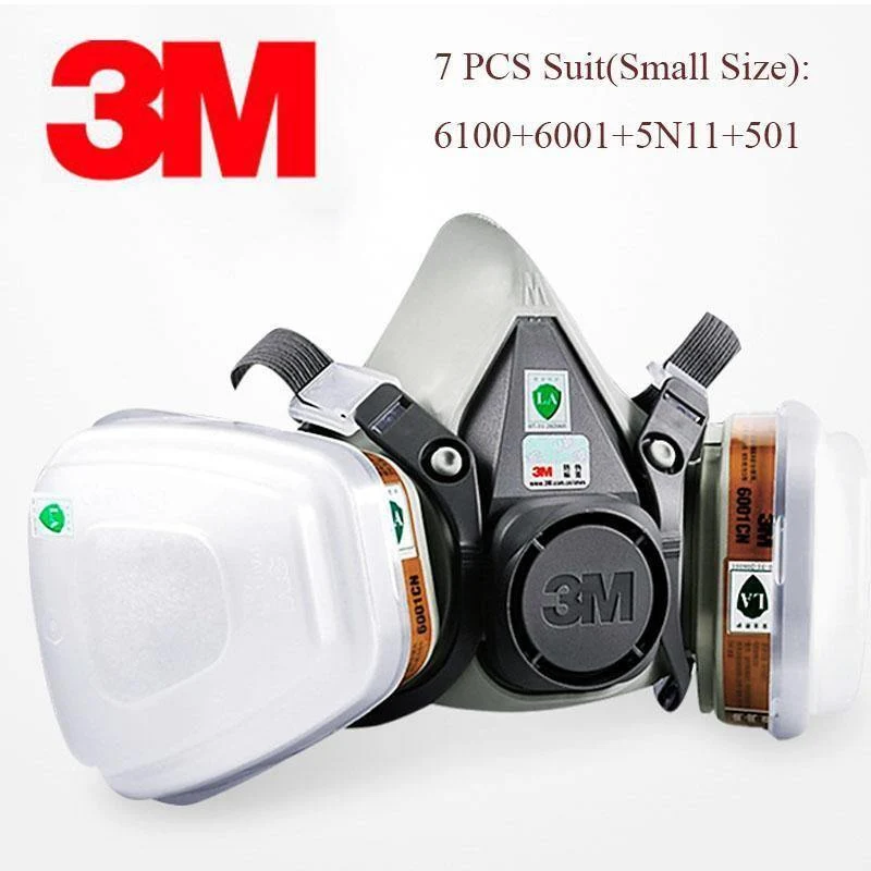 3M 6000-Serie Atemschutzmasken-Halbmaske 6100 / 6200 / 6300 6001-Gaskartuschen 7IN1-Set Zum Sprühen gegen organische Dämpfe