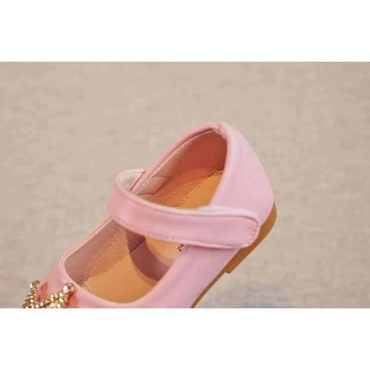 Spring Kids princes Shoes For Girls Children Girl Wedding Shoe Gold Black Crown Sequins Baby Waterproof Footwear