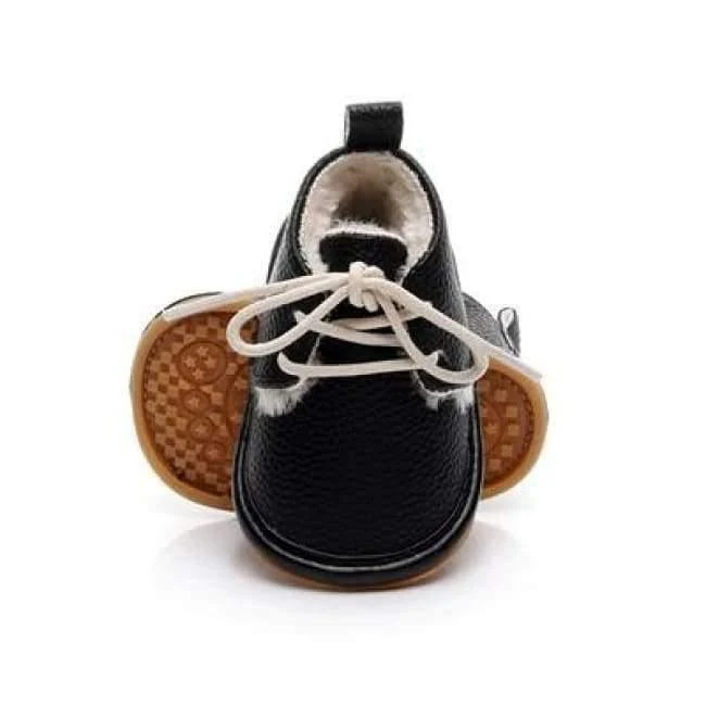Winter super warm floral printing PU leather with fur baby moccasins infant baby girl boys shoes lace up boot