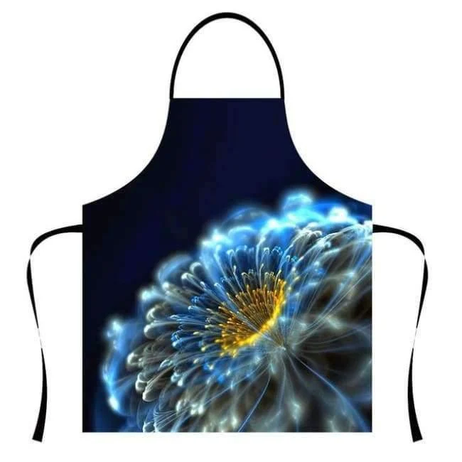 Flower Rose Damenschürzen, Kochuniform, Galaxy-Muster, Restaurantzubehör, Kochuniform, Segeltuch, Party, BBQ, Sushi, Küchenkleidung