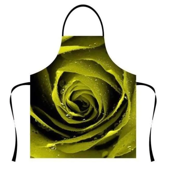 Flower Rose Damenschürzen, Kochuniform, Galaxy-Muster, Restaurantzubehör, Kochuniform, Segeltuch, Party, BBQ, Sushi, Küchenkleidung