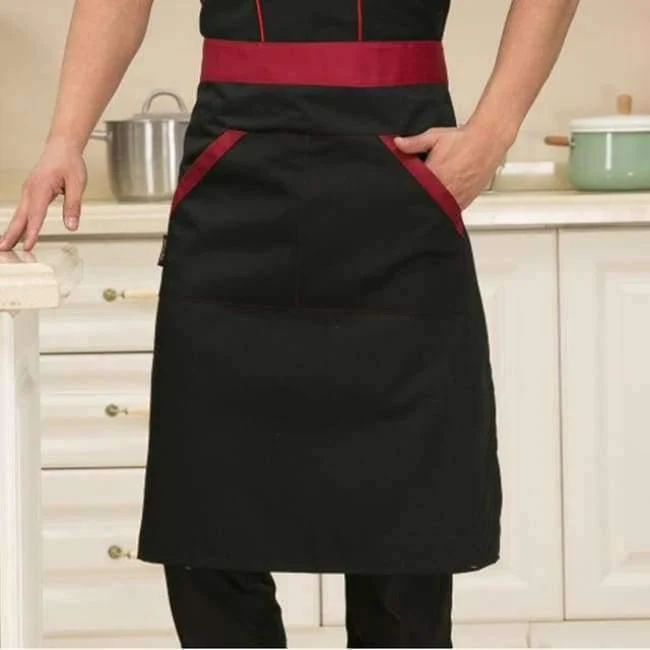 Schwarze Kurzarm-Kochuniformen für Restaurants, Hotels, Kochjacken, Küchenanzüge, Herren- und Damen-Arbeitskleidung für die Küche, Overalls, Blau/Rot