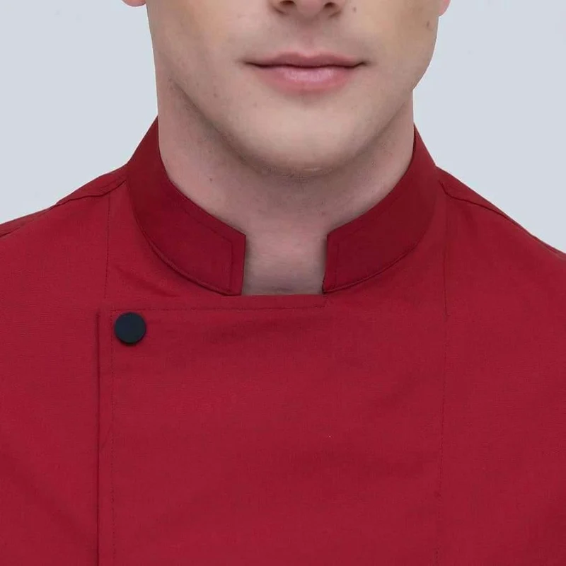 Schwarze Kurzarm-Kochuniformen für Restaurants, Hotels, Kochjacken, Küchenanzüge, Herren- und Damen-Arbeitskleidung für die Küche, Overalls, Blau/Rot