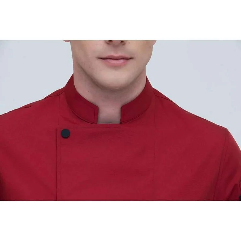 Schwarze Kurzarm-Kochuniformen für Restaurants, Hotels, Kochjacken, Küchenanzüge, Herren- und Damen-Arbeitskleidung für die Küche, Overalls, Blau/Rot