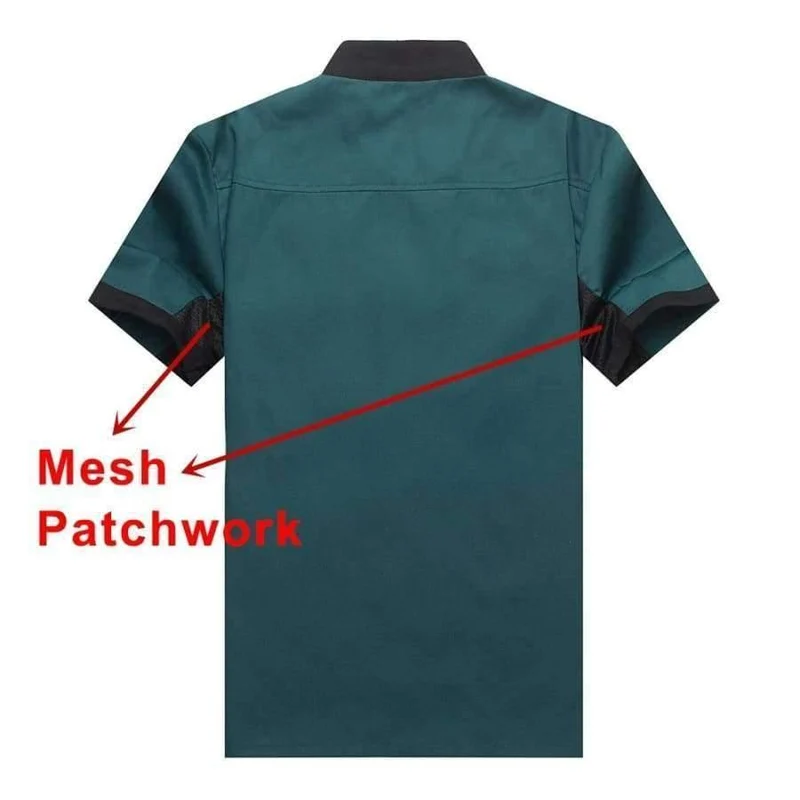 Atmungsaktives Mesh-Patchwork Kurzarm-Check Küche Kochuniformen Catering Hotel Restaurant Kellner Arbeitskleidung Overalls