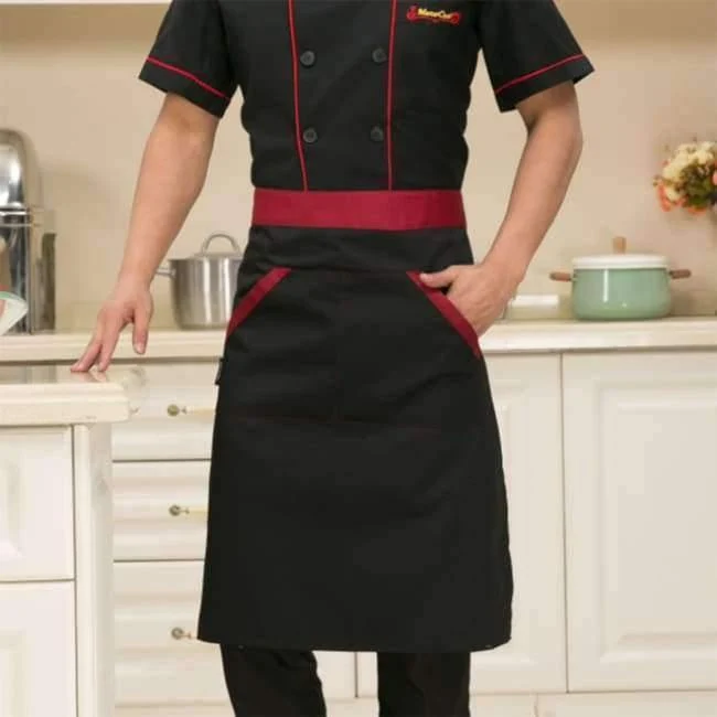 Atmungsaktives Mesh-Patchwork Kurzarm-Check Küche Kochuniformen Catering Hotel Restaurant Kellner Arbeitskleidung Overalls