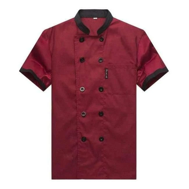 Atmungsaktives Mesh-Patchwork Kurzarm-Check Küche Kochuniformen Catering Hotel Restaurant Kellner Arbeitskleidung Overalls