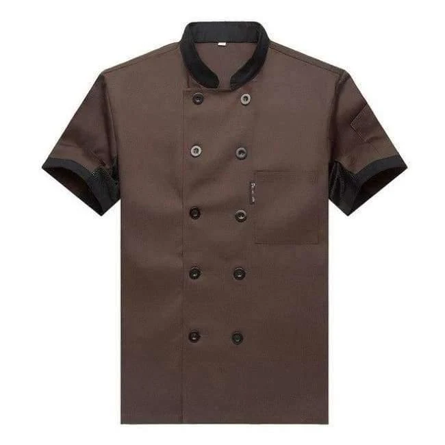 Atmungsaktives Mesh-Patchwork Kurzarm-Check Küche Kochuniformen Catering Hotel Restaurant Kellner Arbeitskleidung Overalls