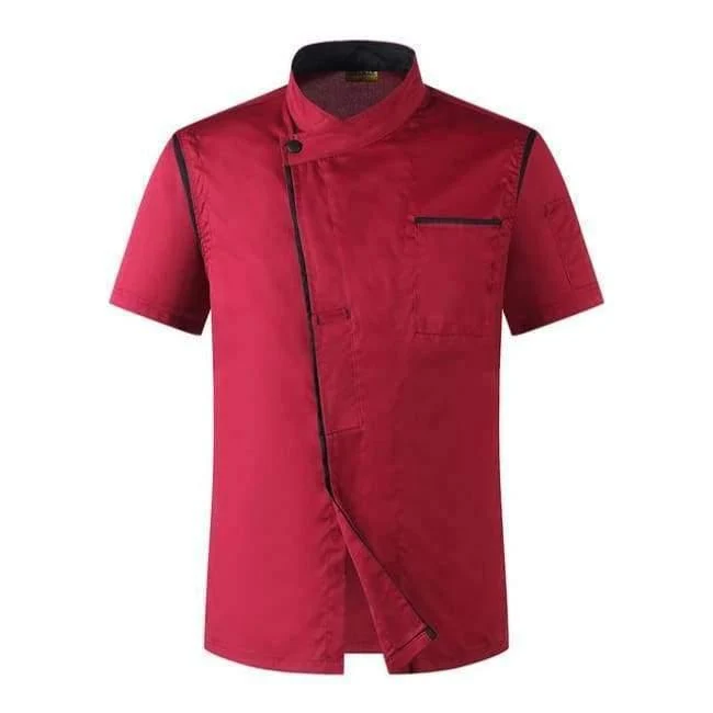 Männer Frauen Schrägkragen Einreiher Kurze Ärmel Gespleißt Bäckerei Arbeitsuniformen Sommer Hochwertige Kochjacke