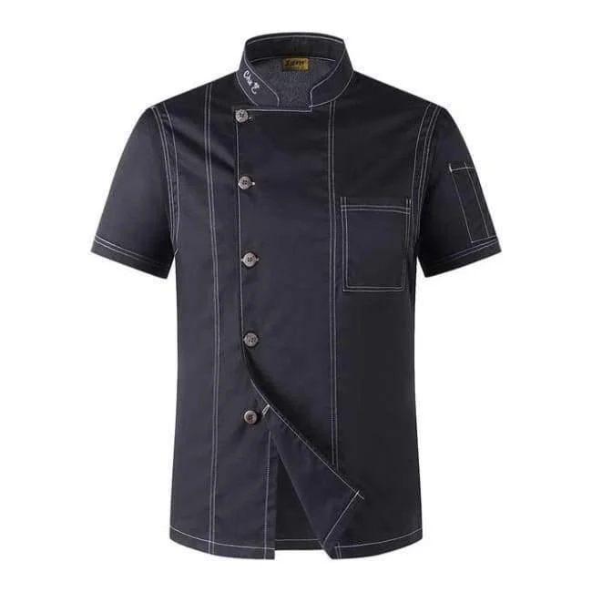 Kochen Kleidung Männer Solide Einreiher Hohe Qualität Küche Chef Uniformen kurzarm Restaurant Bäckerei Kellner Tops Hemd
