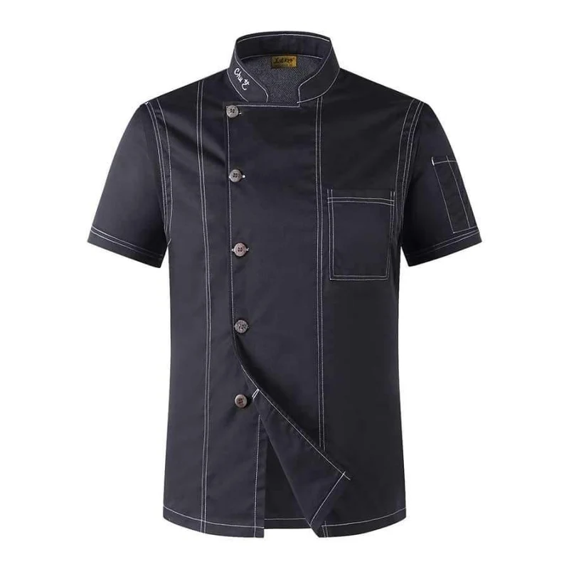 Kochen Kleidung Männer Solide Einreiher Hohe Qualität Küche Chef Uniformen kurzarm Restaurant Bäckerei Kellner Tops Hemd