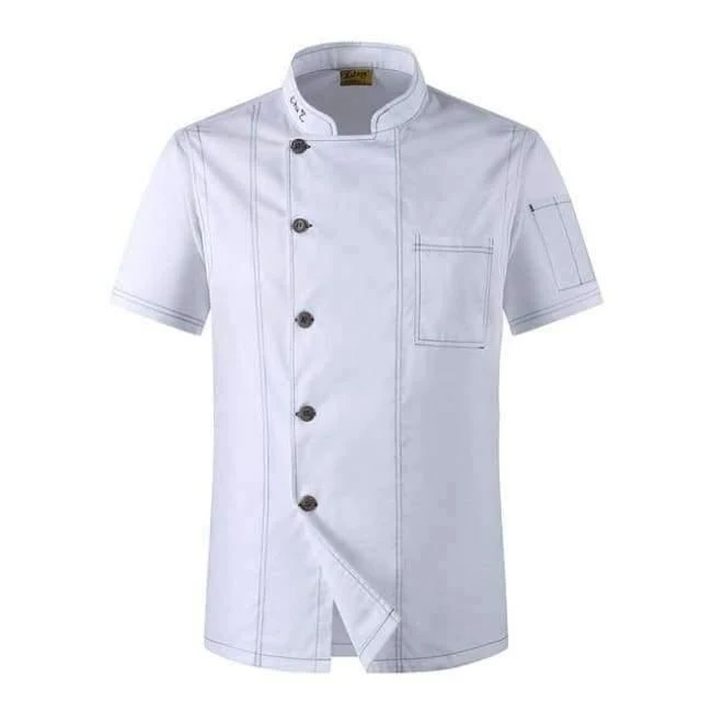 Kochen Kleidung Männer Solide Einreiher Hohe Qualität Küche Chef Uniformen kurzarm Restaurant Bäckerei Kellner Tops Hemd