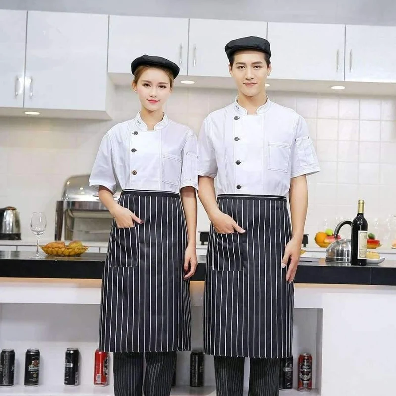 Kochen Kleidung Männer Solide Einreiher Hohe Qualität Küche Chef Uniformen kurzarm Restaurant Bäckerei Kellner Tops Hemd