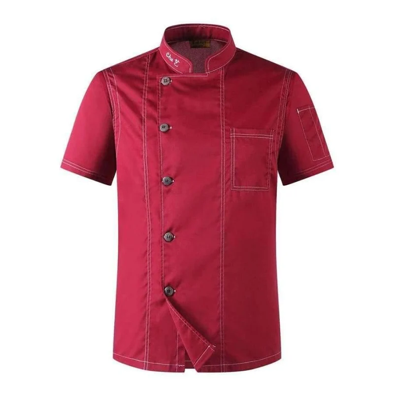 Kochen Kleidung Männer Solide Einreiher Hohe Qualität Küche Chef Uniformen kurzarm Restaurant Bäckerei Kellner Tops Hemd
