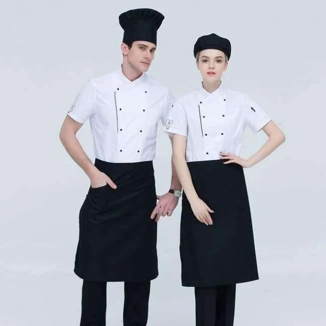 Unisex Restaurant Koch Mäntel Kurzarm Sommer Casual Zweireihig Küche Kochen Arbeitskleidung Hotel Kellner Uniformen Jacken