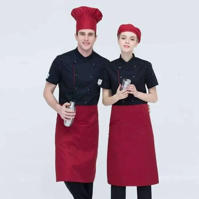 Unisex Restaurant Koch Mäntel Kurzarm Sommer Casual Zweireihig Küche Kochen Arbeitskleidung Hotel Kellner Uniformen Jacken