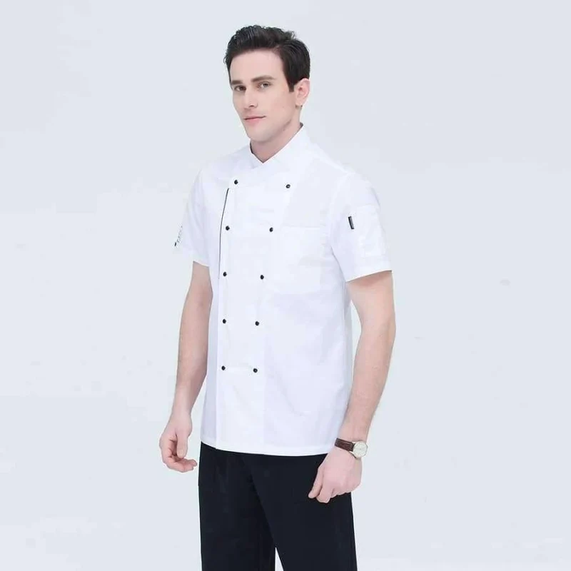 Unisex Restaurant Koch Mäntel Kurzarm Sommer Casual Zweireihig Küche Kochen Arbeitskleidung Hotel Kellner Uniformen Jacken