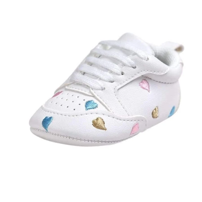 Newborn Sports Red Heart Five Star Baby Shoes Soft Soles White First Walkers