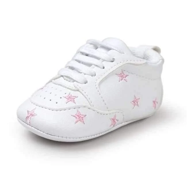 Newborn Sports Red Heart Five Star Baby Shoes Soft Soles White First Walkers