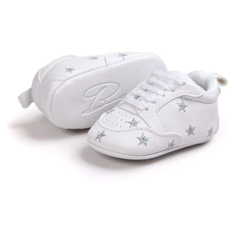 Newborn Sports Red Heart Five Star Baby Shoes Soft Soles White First Walkers