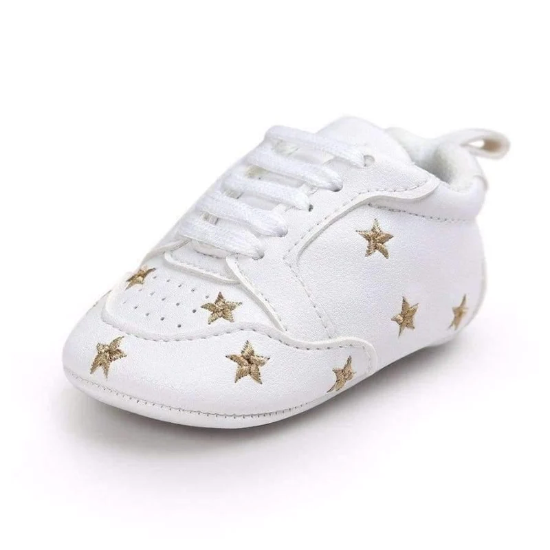 Newborn Sports Red Heart Five Star Baby Shoes Soft Soles White First Walkers