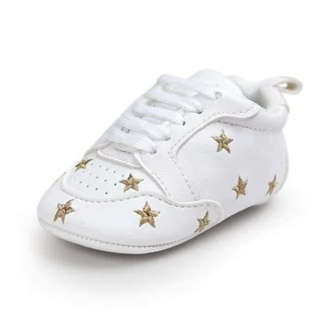 Newborn Sports Red Heart Five Star Baby Shoes Soft Soles White First Walkers