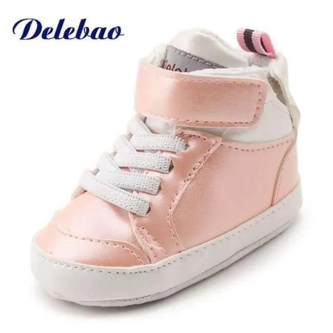 Newborn Sports Red Heart Five Star Baby Shoes Soft Soles White First Walkers