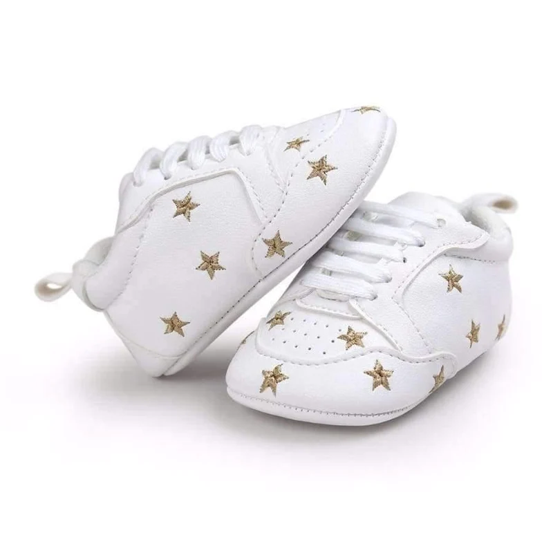Newborn Sports Red Heart Five Star Baby Shoes Soft Soles White First Walkers