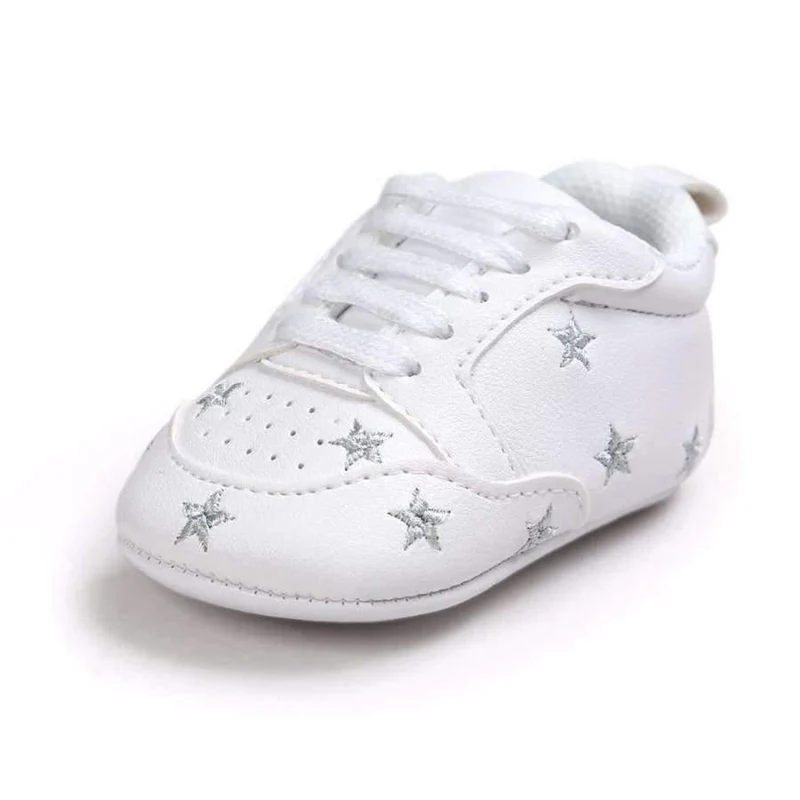 Newborn Sports Red Heart Five Star Baby Shoes Soft Soles White First Walkers