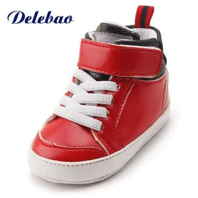 Newborn Sports Red Heart Five Star Baby Shoes Soft Soles White First Walkers