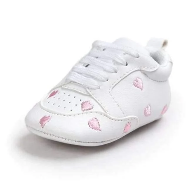 Newborn Sports Red Heart Five Star Baby Shoes Soft Soles White First Walkers