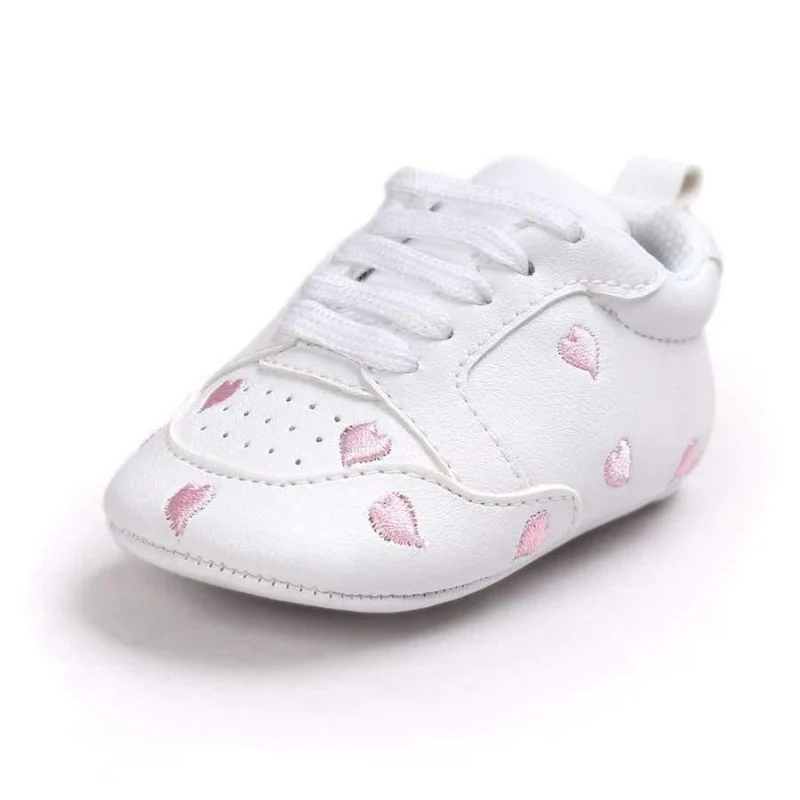 Newborn Sports Red Heart Five Star Baby Shoes Soft Soles White First Walkers