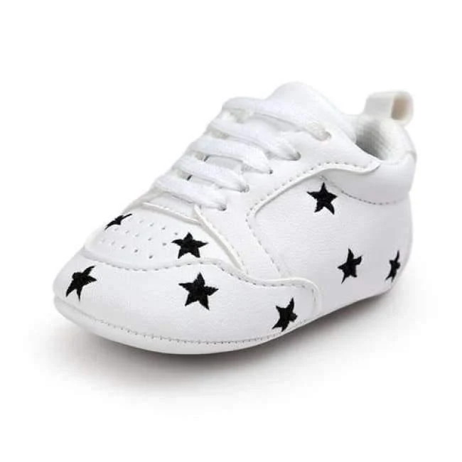 Newborn Sports Red Heart Five Star Baby Shoes Soft Soles White First Walkers