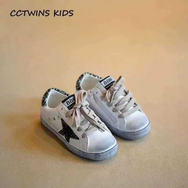 Toddler Fashion Sport Lace-Up Shoe Baby Girl Kid Glitter Sneaker Children Pu Leather Breathable Trainer F1830