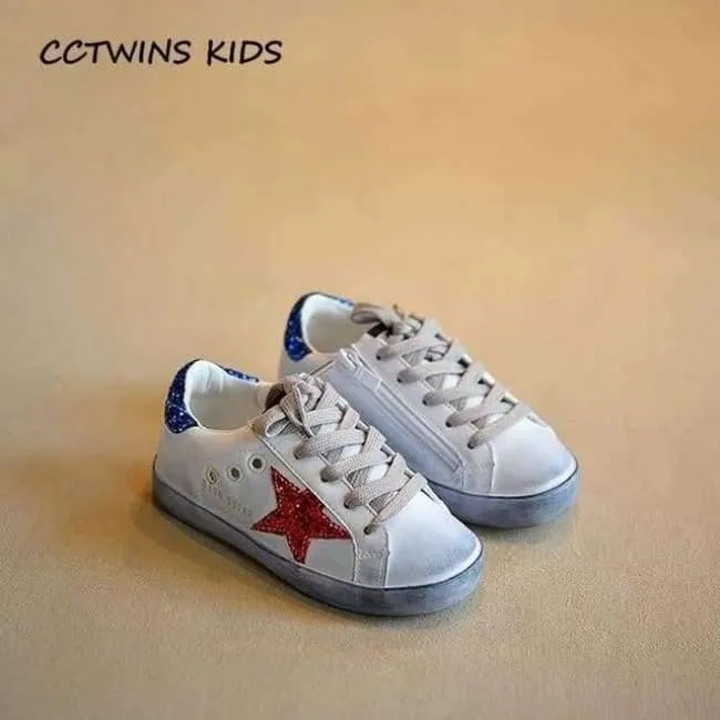 Toddler Fashion Sport Lace-Up Shoe Baby Girl Kid Glitter Sneaker Children Pu Leather Breathable Trainer F1830