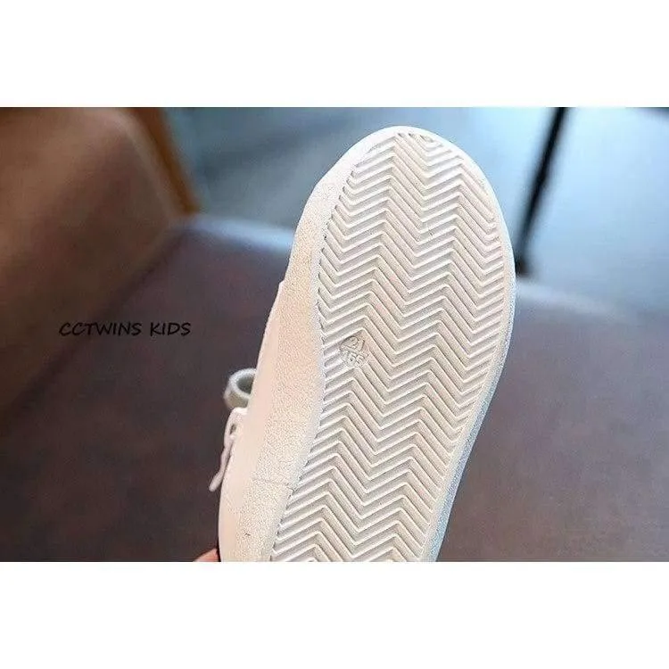 Toddler Fashion Sport Lace-Up Shoe Baby Girl Kid Glitter Sneaker Children Pu Leather Breathable Trainer F1830