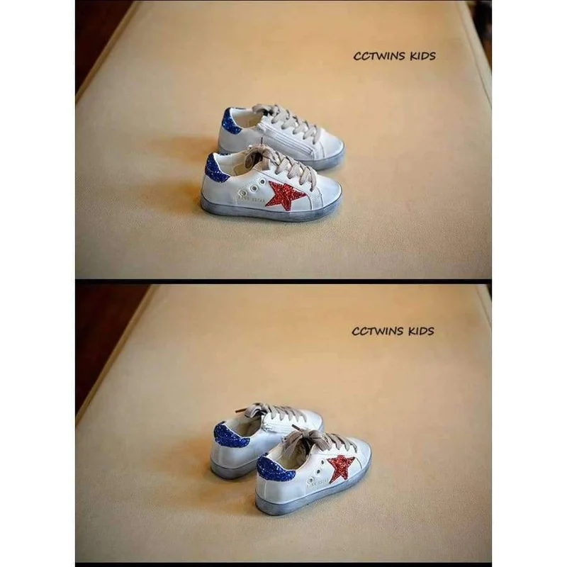 Toddler Fashion Sport Lace-Up Shoe Baby Girl Kid Glitter Sneaker Children Pu Leather Breathable Trainer F1830