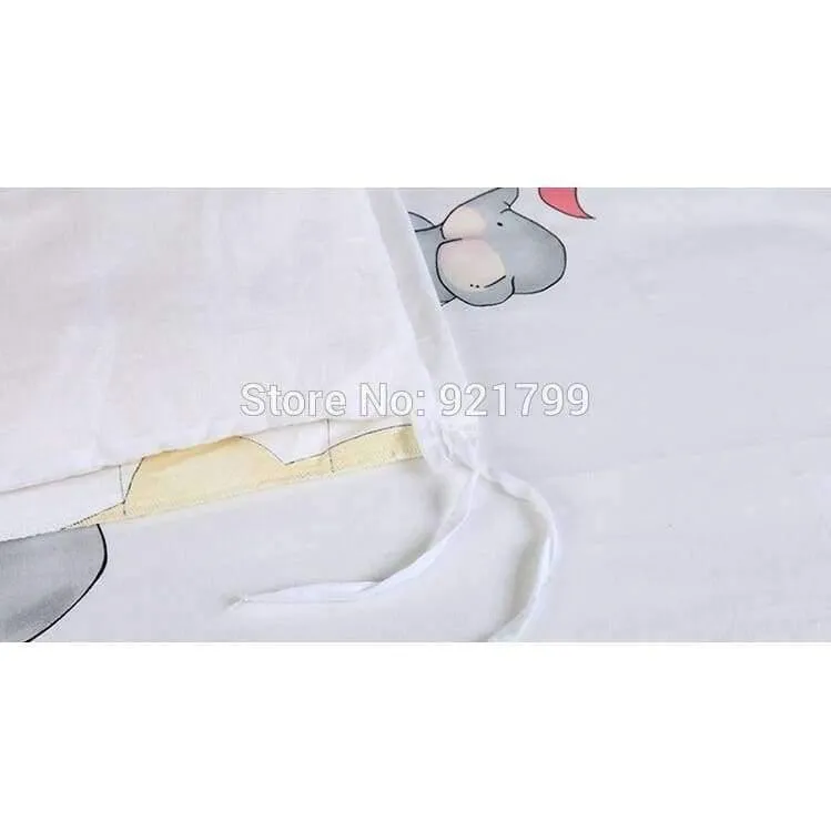 Weiche Baby-Bettwäsche-Sets aus Baumwolle mit Cartoon-Motiv, grauer Elefant, Babybett-Stoßstange, inklusive Kissen/Stoßstangen/Blatt/Bettbezug