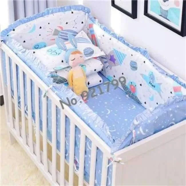 Weiche Baby-Bettwäsche-Sets aus Baumwolle mit Cartoon-Motiv, grauer Elefant, Babybett-Stoßstange, inklusive Kissen/Stoßstangen/Blatt/Bettbezug