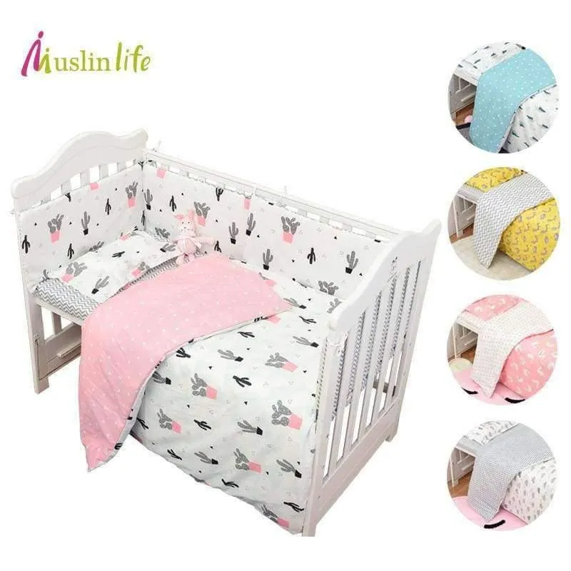 3-teiliges Bettwäscheset aus Baumwolle, modisches Kinderbettset mit Kaktus-/Flamingo-/Fuchsmuster (Bettbezug + Kissenbezug + Bettlaken)