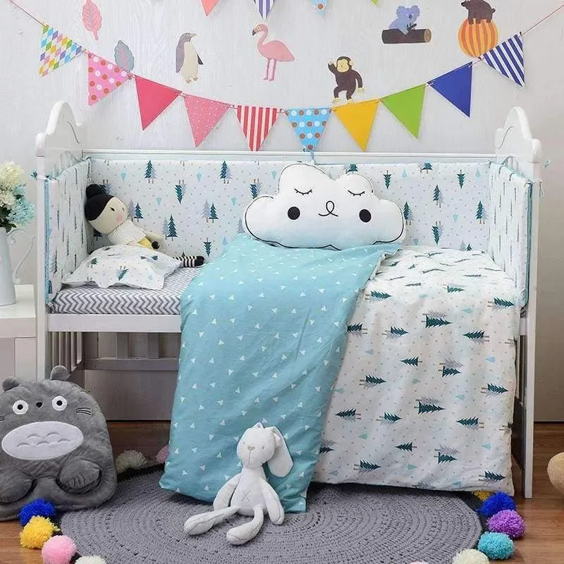 3-teiliges Bettwäscheset aus Baumwolle, modisches Kinderbettset mit Kaktus-/Flamingo-/Fuchsmuster (Bettbezug + Kissenbezug + Bettlaken)