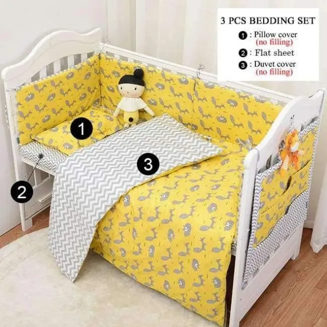 3-teiliges Bettwäscheset aus Baumwolle, modisches Kinderbettset mit Kaktus-/Flamingo-/Fuchsmuster (Bettbezug + Kissenbezug + Bettlaken)