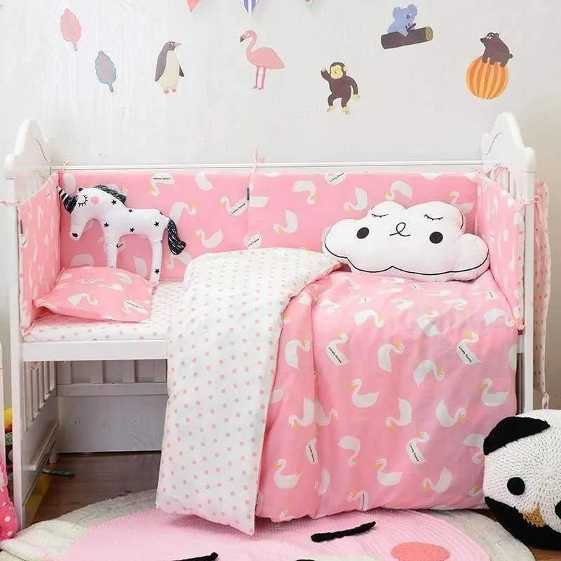 3-teiliges Bettwäscheset aus Baumwolle, modisches Kinderbettset mit Kaktus-/Flamingo-/Fuchsmuster (Bettbezug + Kissenbezug + Bettlaken)