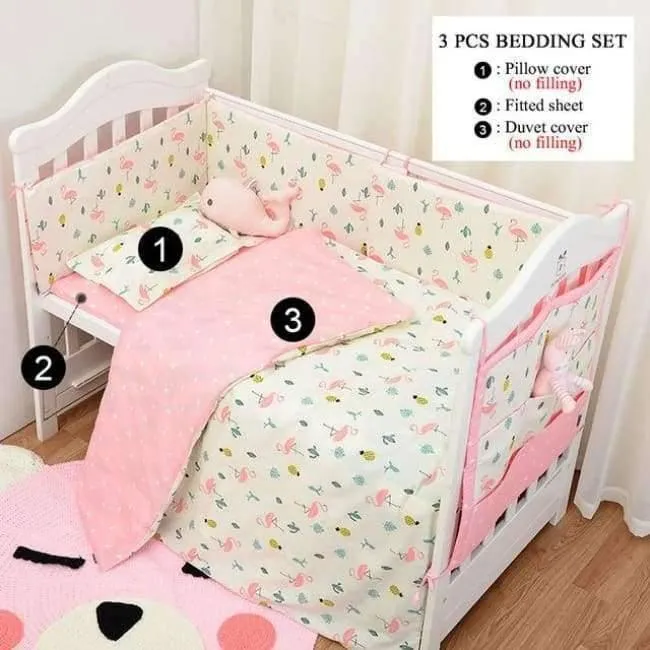 3-teiliges Bettwäscheset aus Baumwolle, modisches Kinderbettset mit Kaktus-/Flamingo-/Fuchsmuster (Bettbezug + Kissenbezug + Bettlaken)