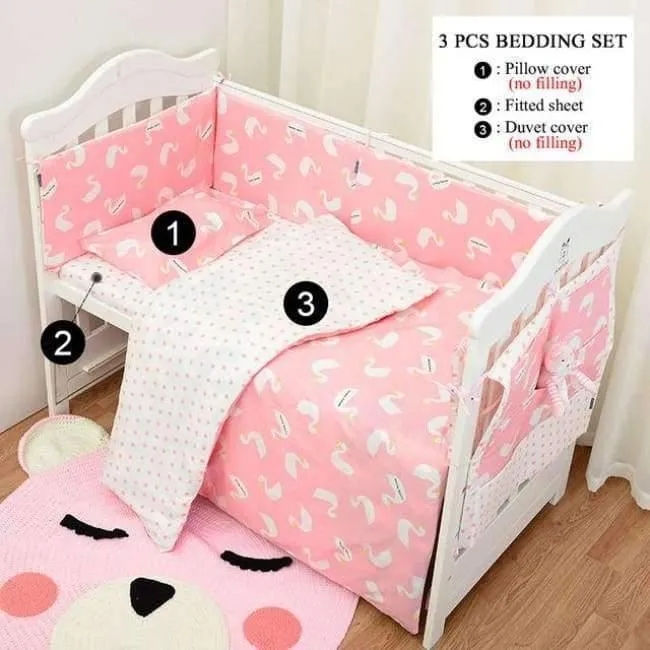 3-teiliges Bettwäscheset aus Baumwolle, modisches Kinderbettset mit Kaktus-/Flamingo-/Fuchsmuster (Bettbezug + Kissenbezug + Bettlaken)