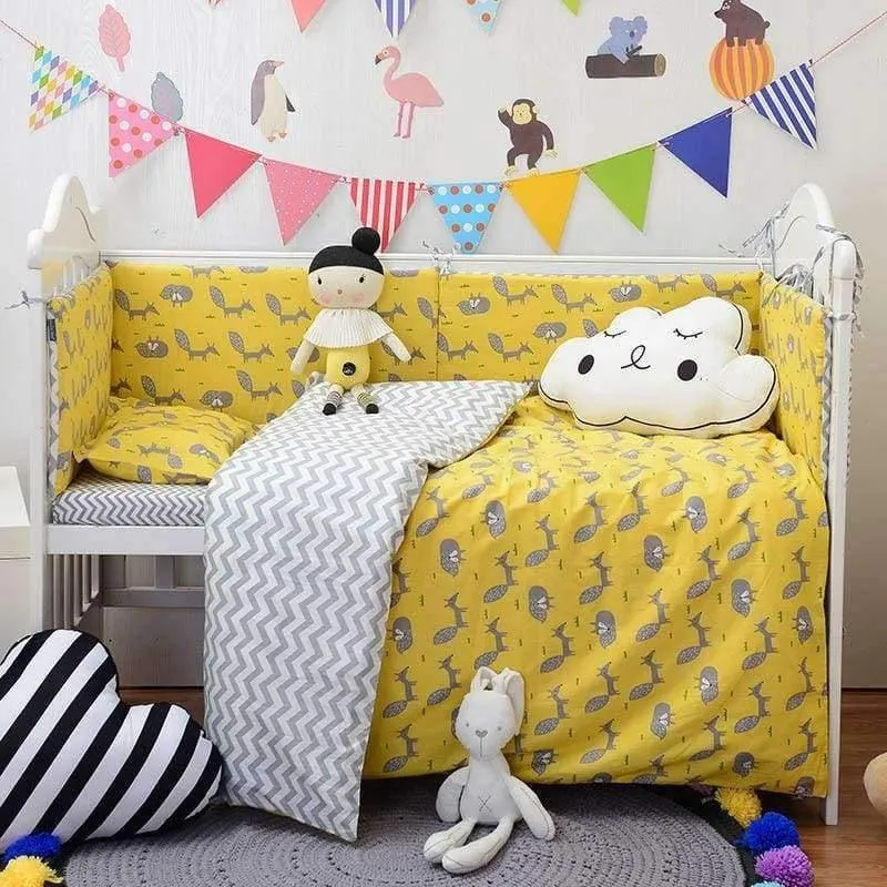 3-teiliges Bettwäscheset aus Baumwolle, modisches Kinderbettset mit Kaktus-/Flamingo-/Fuchsmuster (Bettbezug + Kissenbezug + Bettlaken)