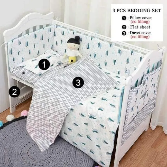 3-teiliges Bettwäscheset aus Baumwolle, modisches Kinderbettset mit Kaktus-/Flamingo-/Fuchsmuster (Bettbezug + Kissenbezug + Bettlaken)